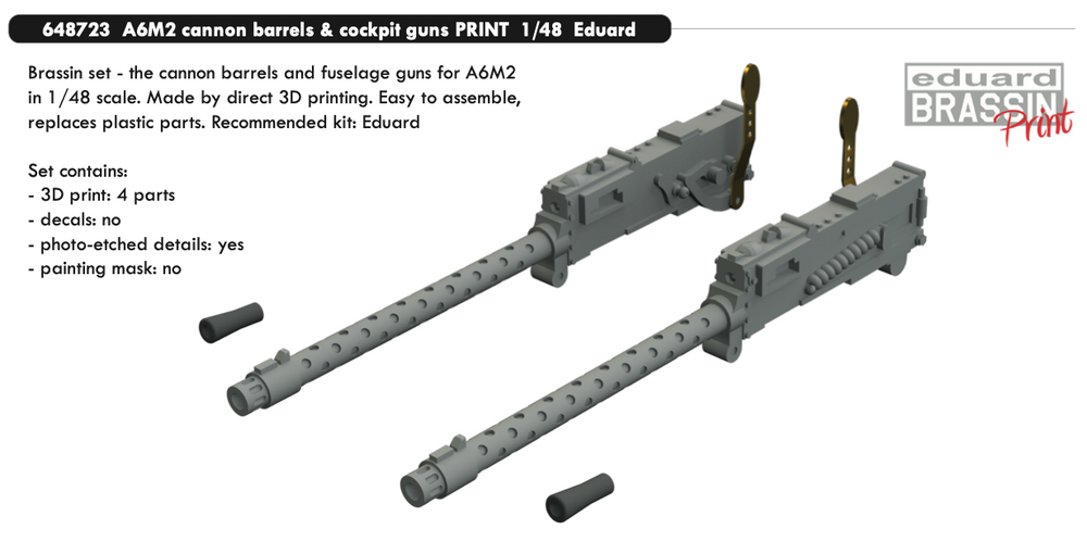 Eduard Brassin ED648723 1:48 Mitsubishi A6M2 Zero cannon barrels & cockpit guns