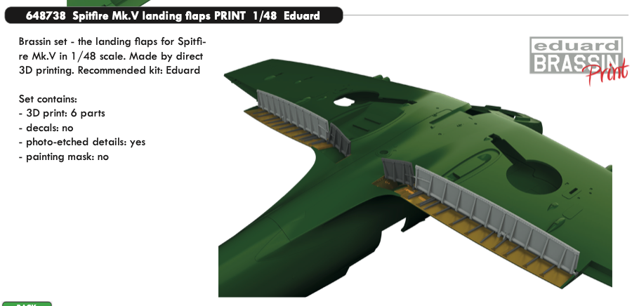 Eduard Brassin ED648738 1:48 Supermarine Spitfire Mk.V landing flaps