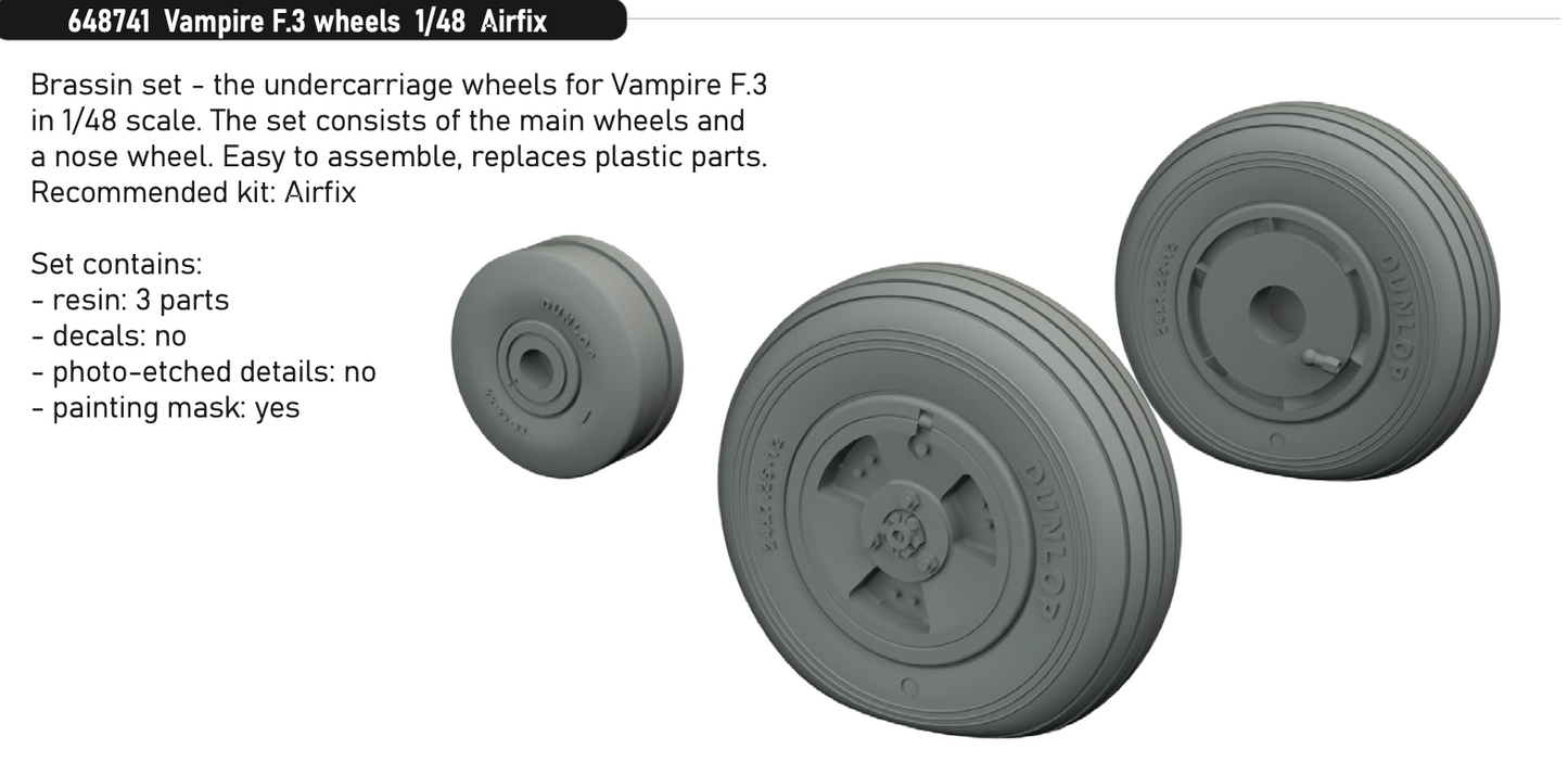 Eduard Brassin ED648741 1:48 de Havilland Vampire F.3 wheels
