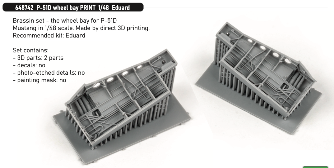 Eduard Brassin ED648742 1:48 North-American P-51D-5 Mustang wheel bay