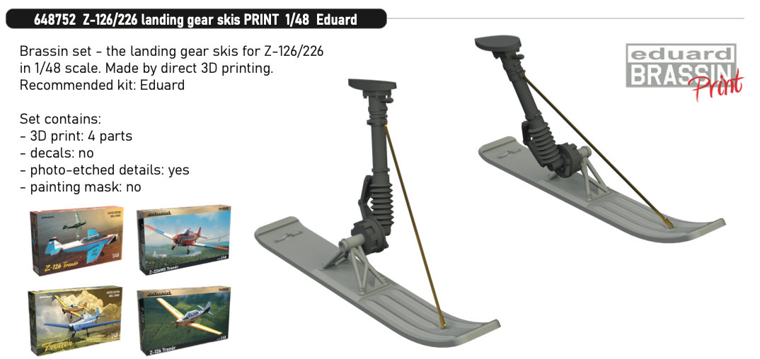 Eduard Brassin ED648752 1:48 Zlin Z-126/226 landing gear skis