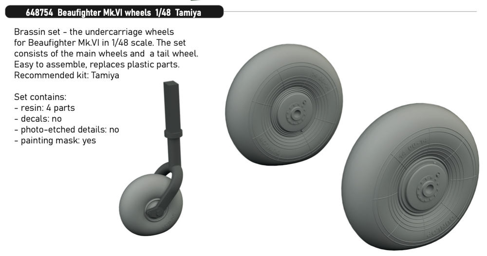 Eduard Brassin ED648754 1:48 Bristol Beaufighter Mk.VI wheels