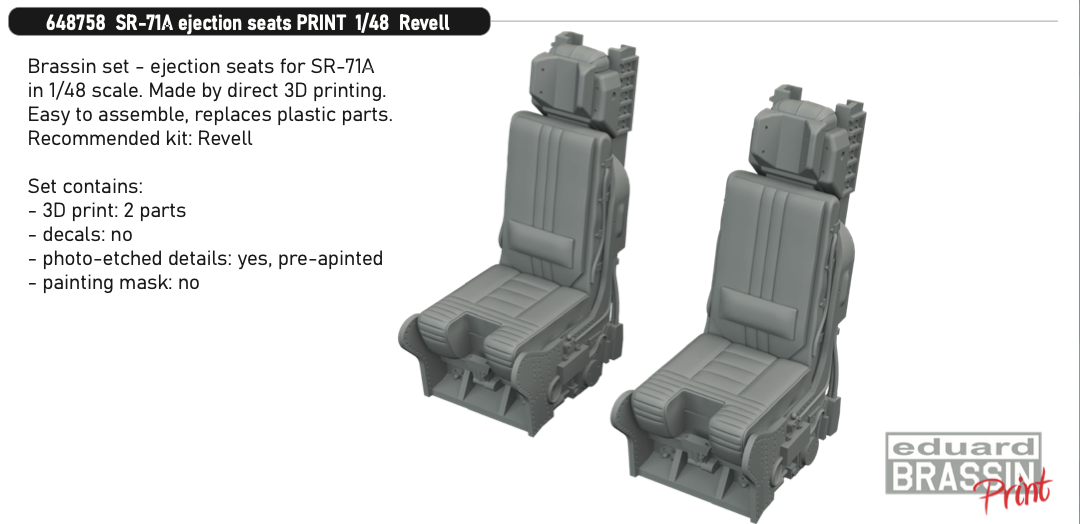 Eduard Brassin ED648758 1:48 Lockheed SR-71 Blackbird ejection seats