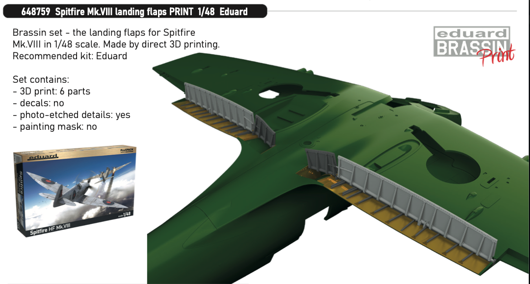 Eduard Brassin ED648759 1:48 Supermarine Spitfire Mk.VIII landing flaps