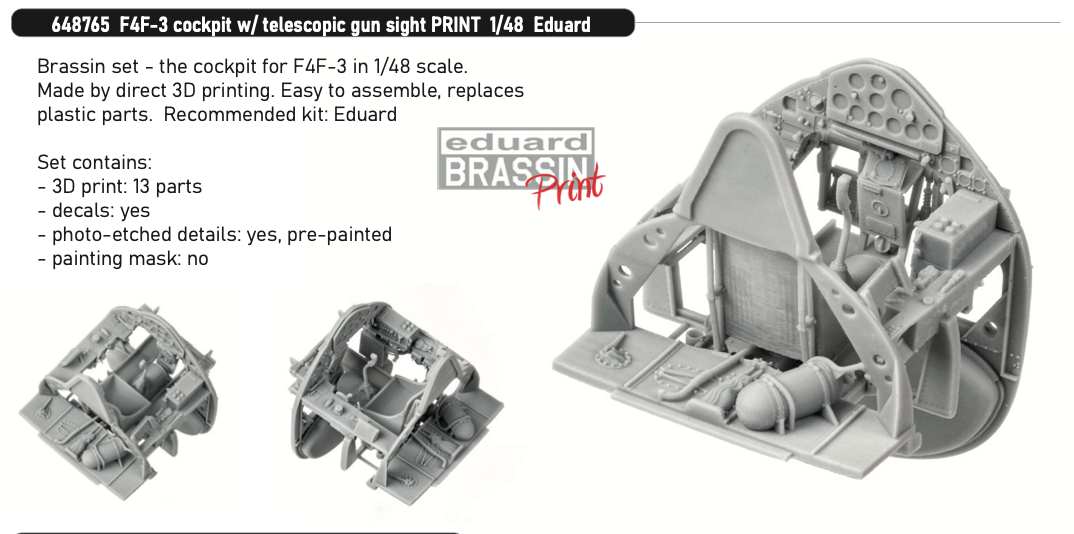 Eduard Brassin ED648765 1:48 Grumman F4F-3 Wildcat cockpit telescopic gun sight