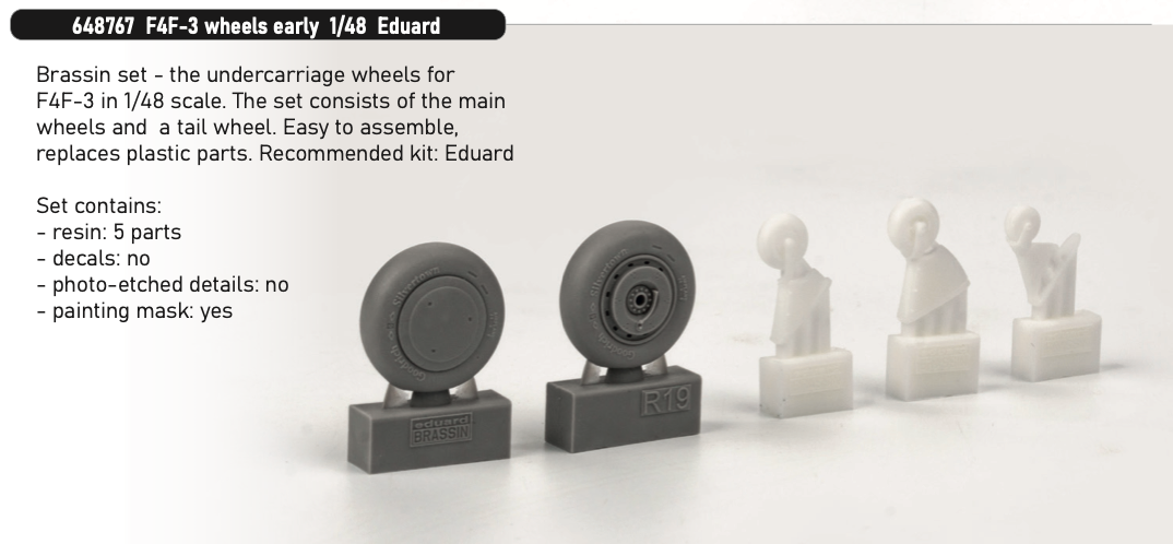 Eduard Brassin ED648767 1:48 Grumman F4F-3 Wildcat wheels early