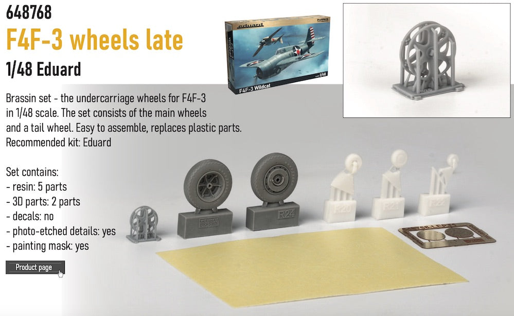 Eduard Brassin ED648768 1:48 Grumman F4F-3 Wildcat wheels late