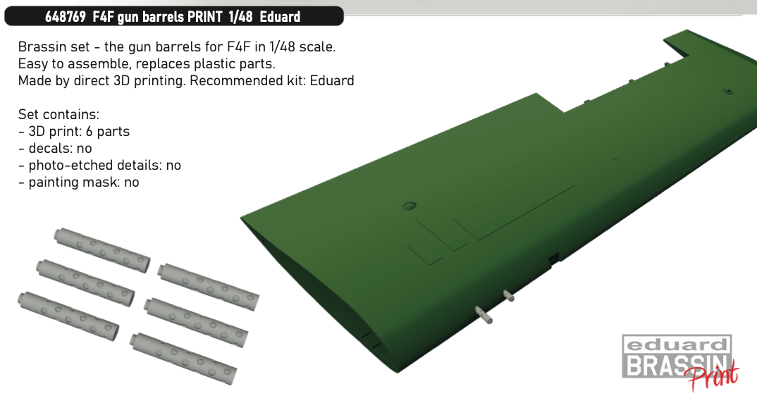 Eduard Brassin ED648769 1:48 Grumman F4F-3 Wildcat gun barrels