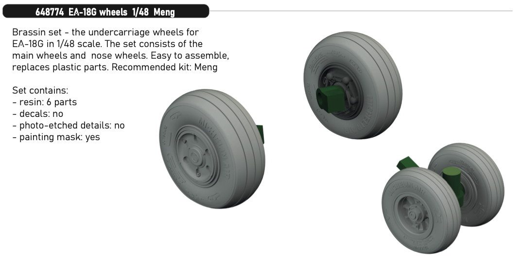 Eduard Brassin ED648774 1:48 Boeing EA-18G Growler wheels
