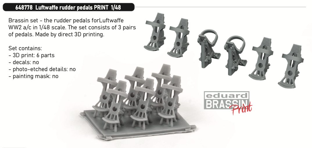 Eduard Brassin ED648778 1:48 Luftwaffe rudder pedals