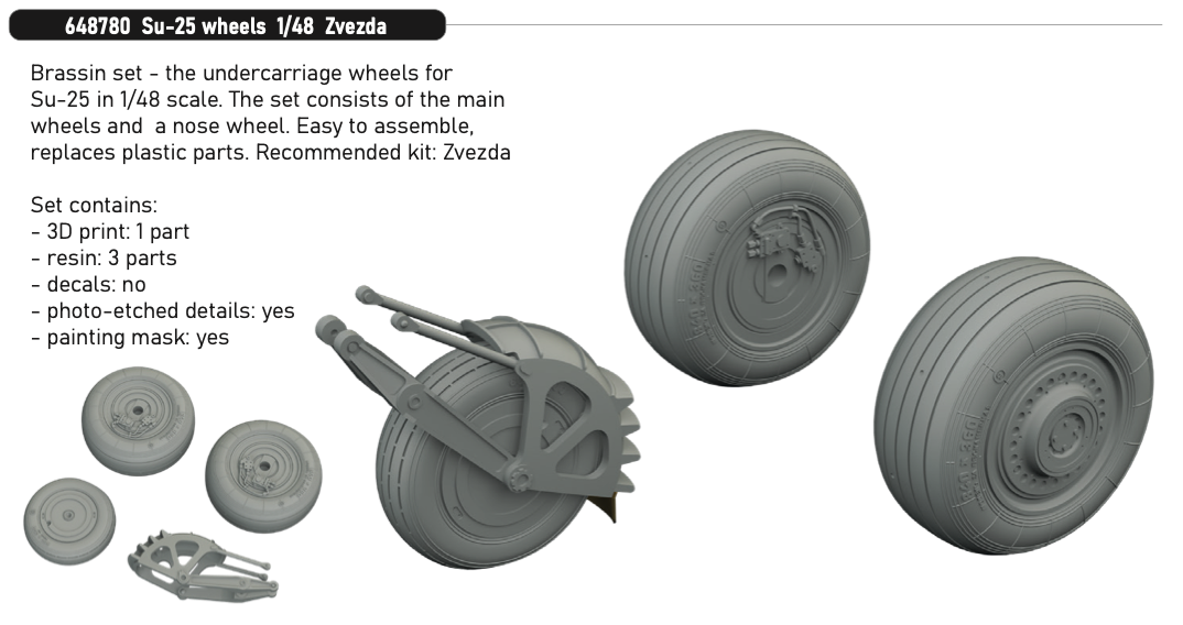 Eduard Brassin ED648780 1:48 Sukhoi SU-25 Frogfoot wheels
