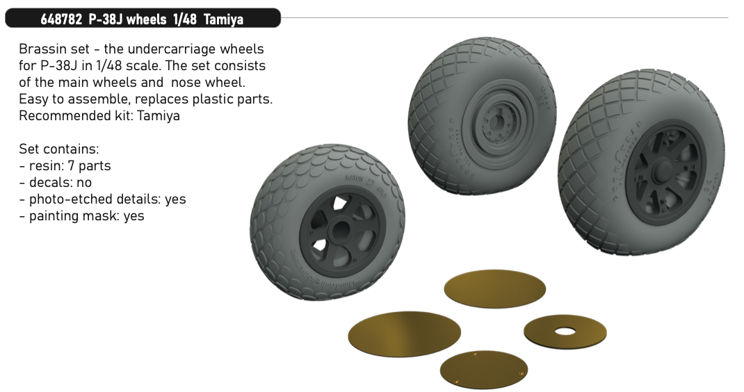 Eduard Brassin ED648782 1:48 Lockheed P-38J Lightning wheels