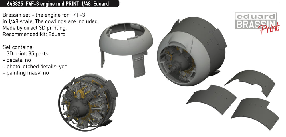 Eduard Brassin ED648825 1:48 Grumman F4F-3 Wildcat engine mid
