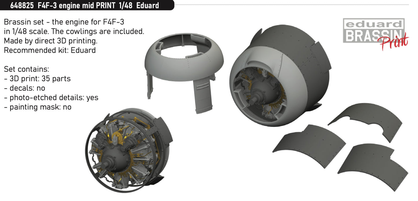 Eduard Brassin ED648825 1:48 Grumman F4F-3 Wildcat engine mid