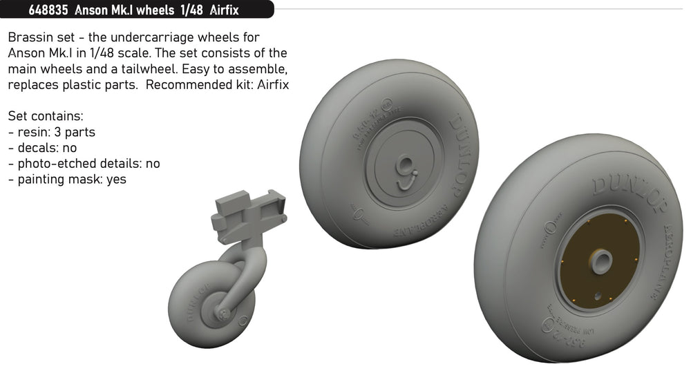 Eduard Brassin ED648835 1:48 Avro Anson Mk.I wheels