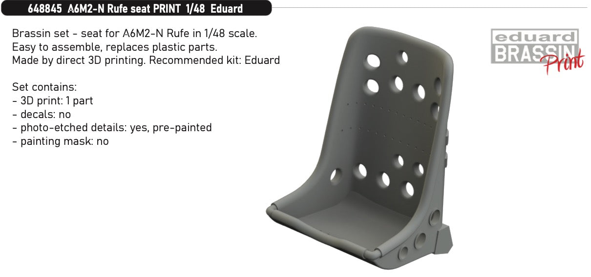 Eduard Brassin ED648845 1:48 Nakajima A6M2-N Rufe seat