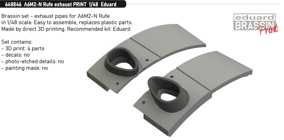 Eduard Brassin ED648846 1:48 Nakajima A6M2-N Rufe exhaust