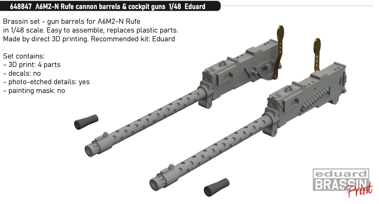 Eduard Brassin ED648847 1:48 Nakajima A6M2-N Rufe cannon barrels & cockpit guns
