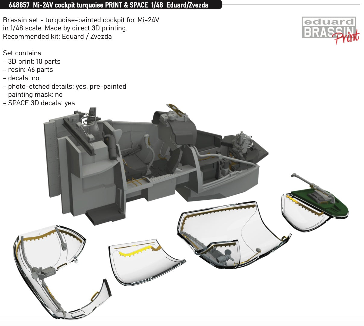 Eduard Brassin ED648857 1:48 Mil Mi-24V cockpit turquoise