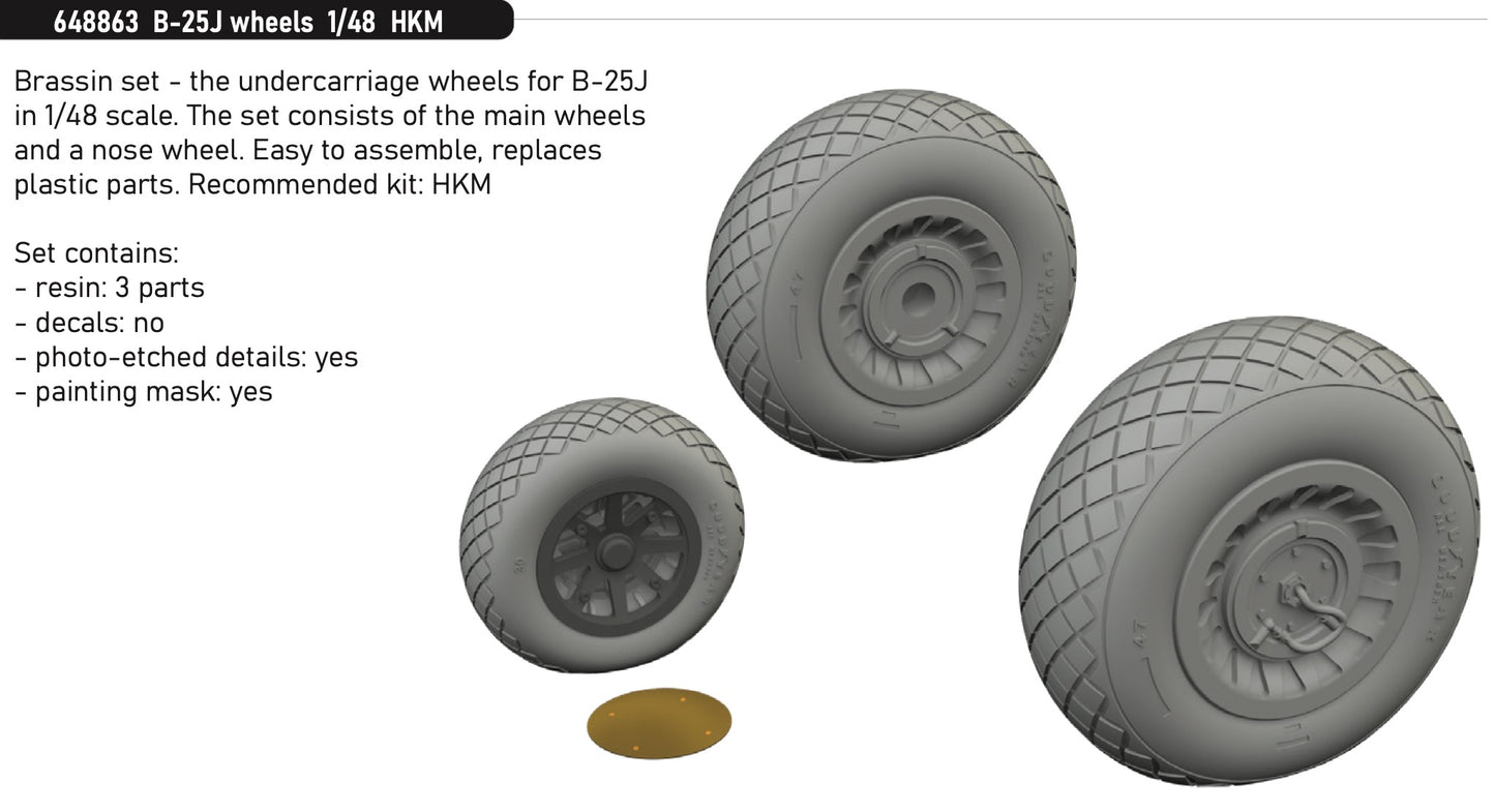 Eduard Brassin ED648863 1:48 North-American B-25J Mitchell wheels