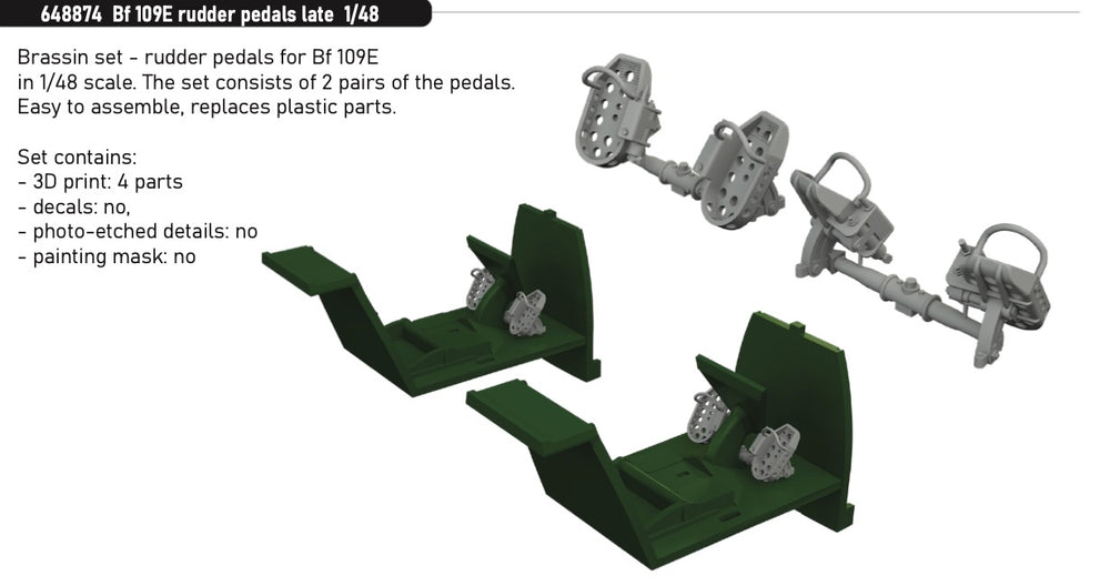Eduard Brassin ED648874 Messerschmitt Bf-109E rudder pedals late 1:48