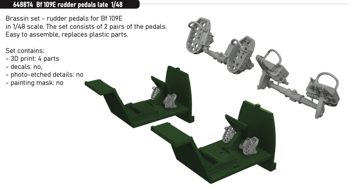 Eduard Brassin ED648874 Messerschmitt Bf-109E rudder pedals late 1:48