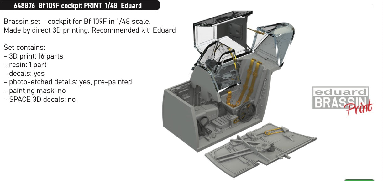 Eduard Brassin ED648876 1:48 Messerschmitt Bf-109F cockpit