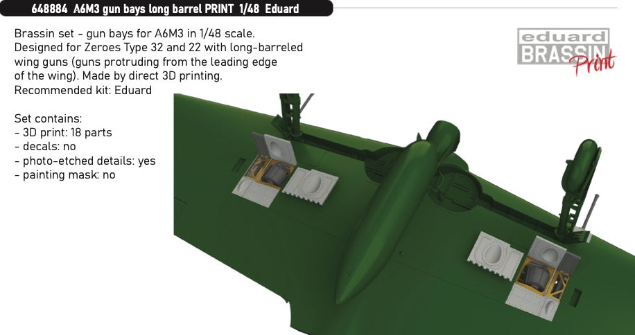 Eduard Brassin ED648884 1:48 Mitsubishi A6M3 Zero gun bays long barrel