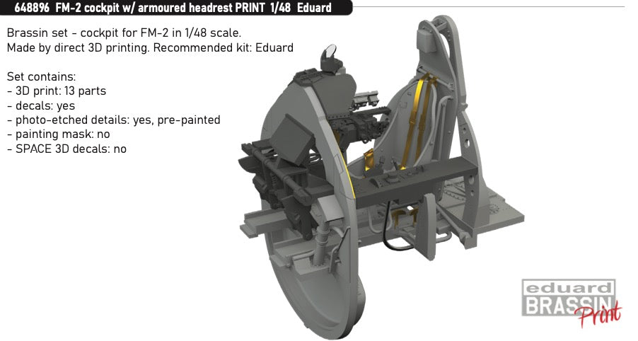 Eduard Brassin ED648896 1:48 General-Motors FM-2 cockpit with armoured headrest