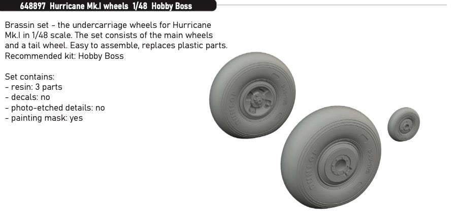 Eduard Brassin ED648897 1:48 Hawker Hurricane Mk.I wheels