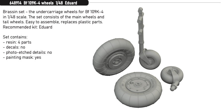 Eduard Brassin ED648914 1:48 Messerschmitt Bf-109K-4 wheels