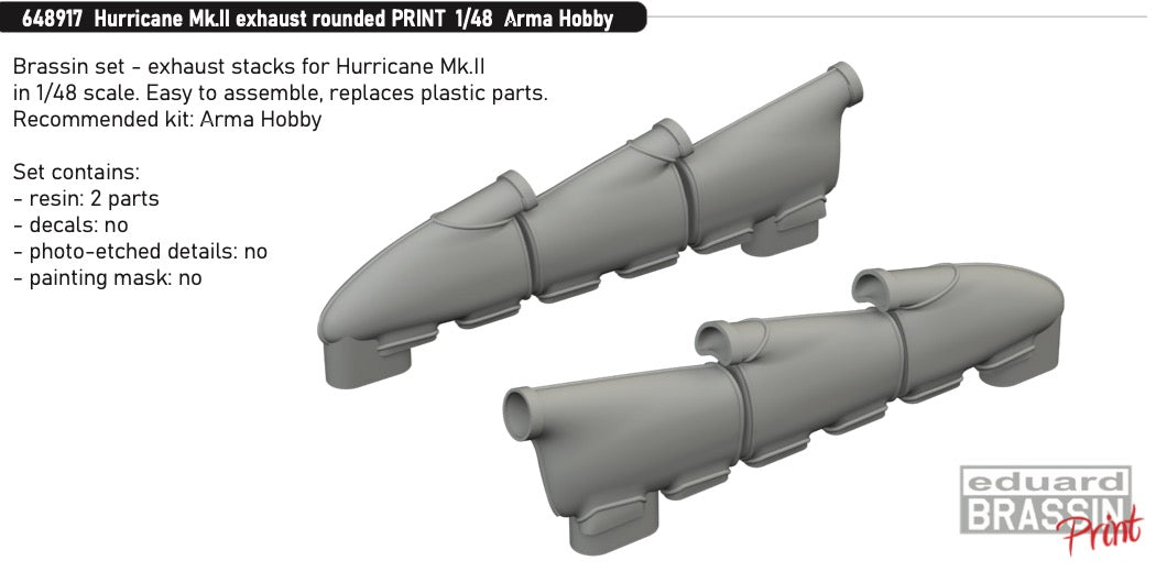 Eduard Brassin ED648917 1:48 Hawker Hurricane Mk.II exhaust rounded