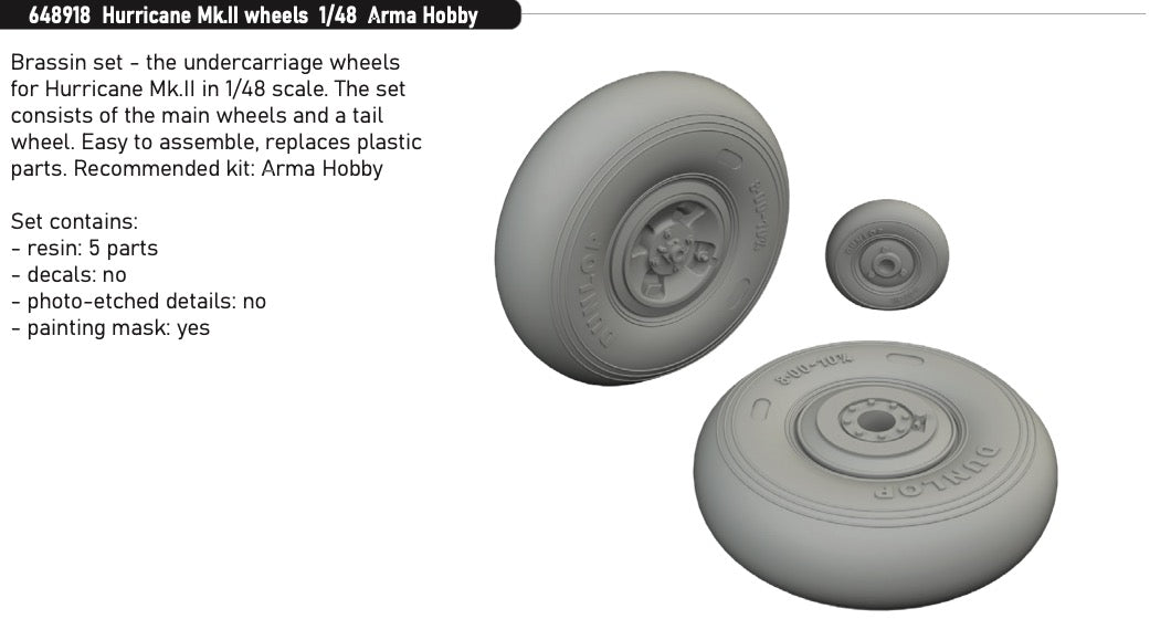 Eduard Brassin ED648918 1:48 Hawker Hurricane Mk.II wheels