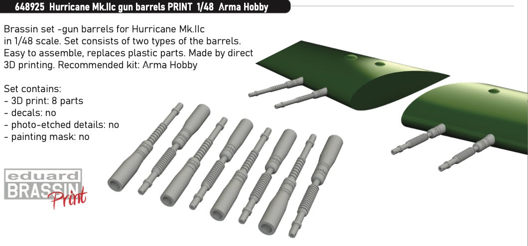 Eduard Brassin ED648925 1:48 Hawker Hurricane Mk.IIc gun barrels