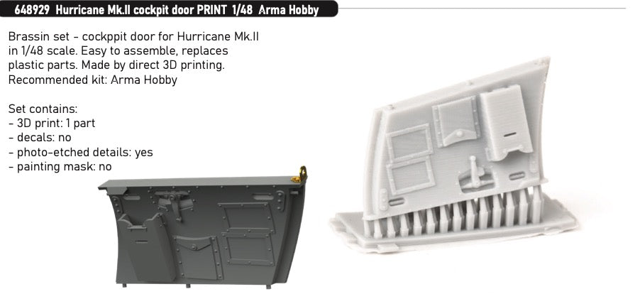 Eduard Brassin ED648929 1:48 Hawker Hurricane Mk.II cockpit door