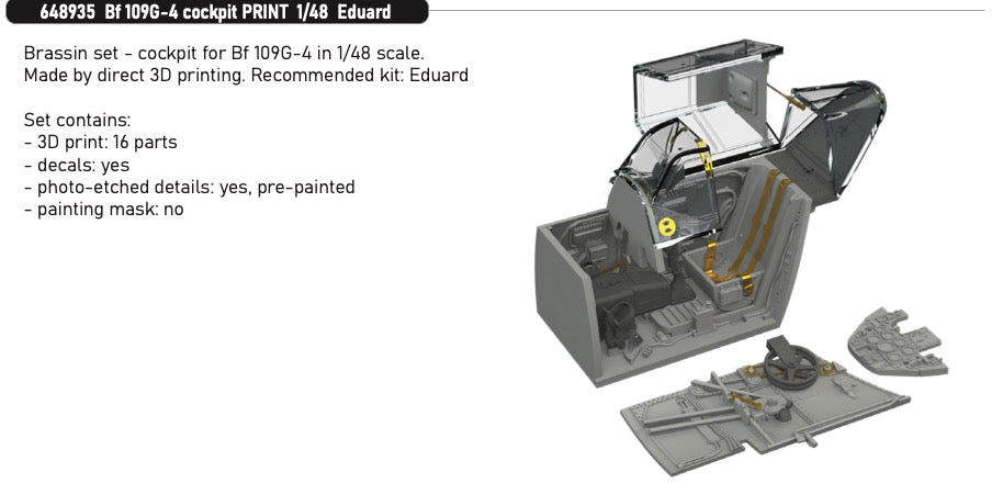 Eduard Brassin ED648935 1:48 Messerschmitt Bf-109G-4 cockpit