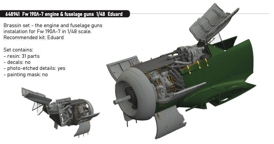 Eduard Brassin ED648941 1:48 Focke-Wulf Fw-190A-7 engine & fuselage guns