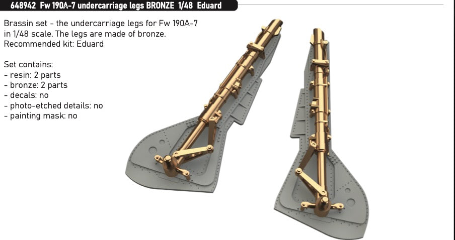 Eduard Brassin ED648942 1:48 Focke-Wulf Fw-190A-7 undercarriage legs BRONZE