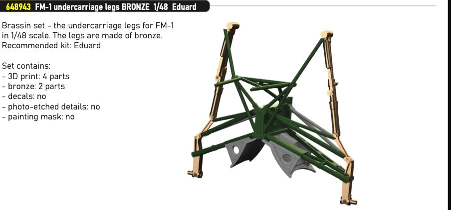 Eduard Brassin ED648943 1:48 General-Motors FM-1 Wildcat legs BRONZE