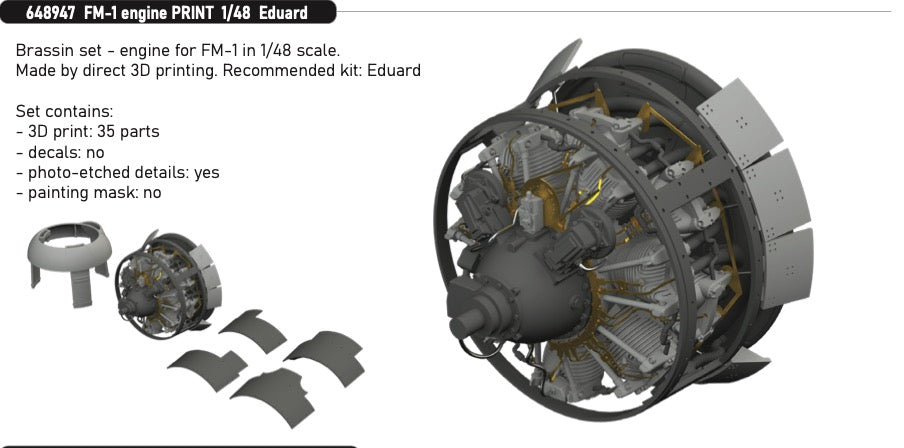 Eduard Brassin ED648947 1:48 General-Motors FM-1 Wildcat engine