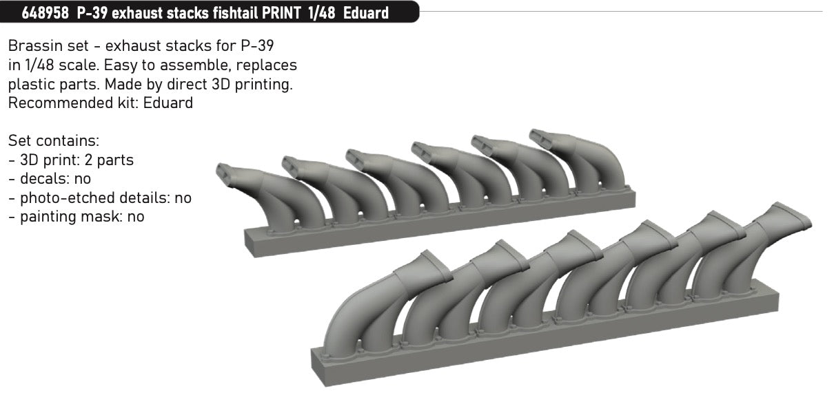 Eduard Brassin ED648958 1:48 Bell P-39 Airacobra exhaust stacks fishtail