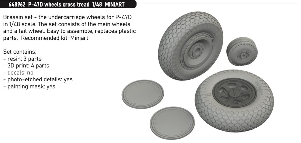Eduard Brassin ED648962 1:48 Republic P-47D wheels with cross tread
