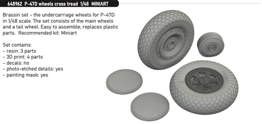 Eduard Brassin ED648962 1:48 Republic P-47D wheels with cross tread