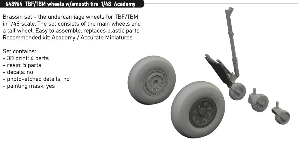 Eduard Brassin ED648964 TBF-1C/TBM-3 Avenger Smooth Tyre Wheels 1:48