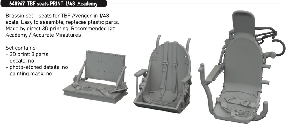 Eduard Brassin ED648967 1:48 Grumman TBF-1C Avenger seats