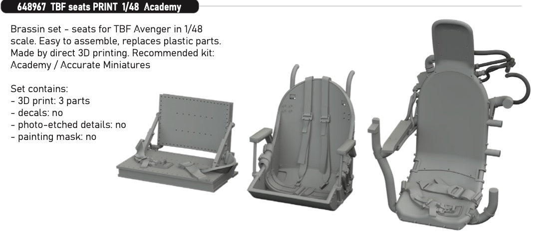 Eduard Brassin ED648967 1:48 Grumman TBF-1C Avenger seats