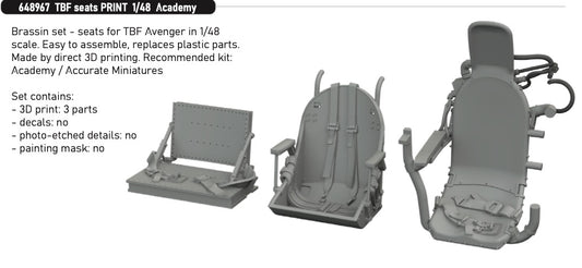 Eduard Brassin ED648967 1:48 Grumman TBF-1C Avenger seats