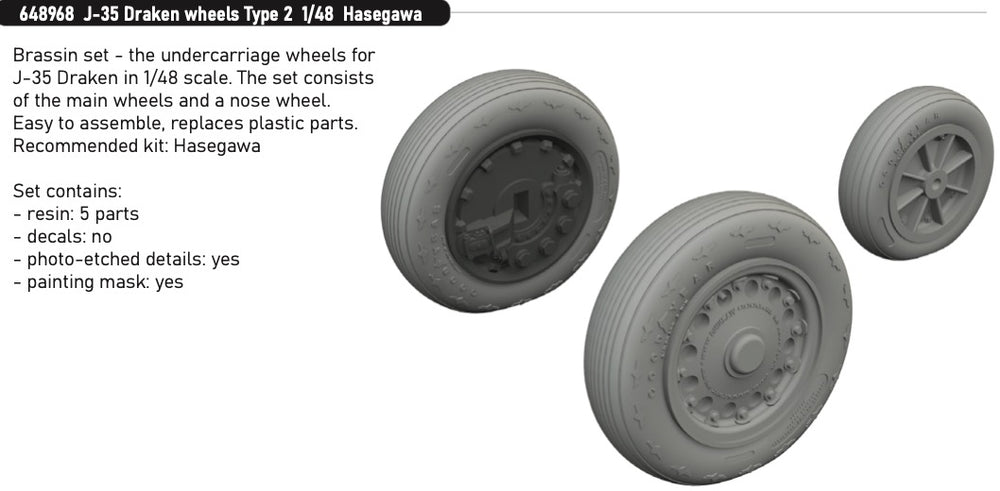Eduard Brassin ED648968 Saab J-35 Draken wheels Type 2 1:48
