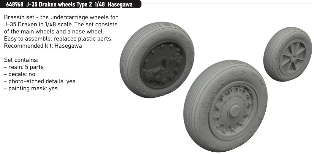 Eduard Brassin ED648968 Saab J-35 Draken wheels Type 2 1:48