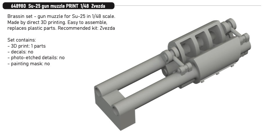 Eduard Brassin ED648980 1:48 Sukhoi Su-25 gun muzzle
